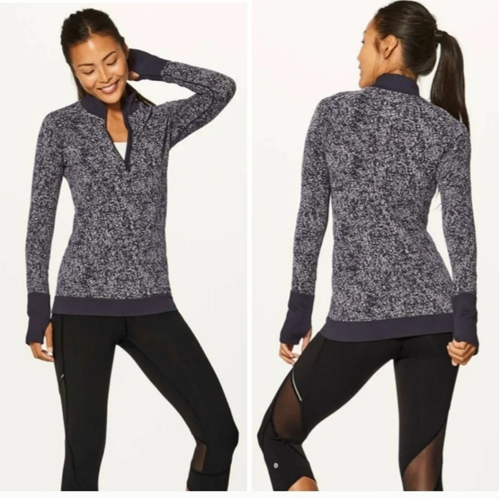 Lululemon Rest Leas 1/2 Zip Pullover Black and white  Size 4